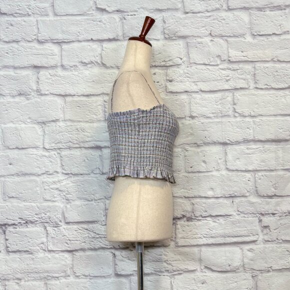 BCBGeneration Plaid Smocked Cropped Tank Top - Picture 3 of 9